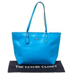 مملوكة مسبقًا Coach Blue Leather City Zip Tote