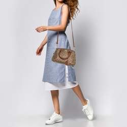 Pre Owned Coach Beige/Brown Signature Coated Canvas and Leather Margot Satchel