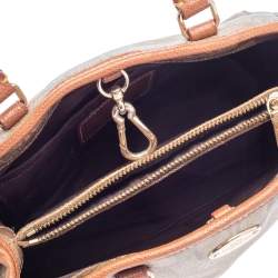 Pre Owned Coach Beige/Brown Signature Coated Canvas and Leather Margot Satchel