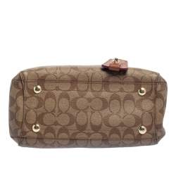 Pre Owned Coach Beige/Brown Signature Coated Canvas and Leather Margot Satchel