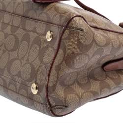 Pre Owned Coach Beige/Brown Signature Coated Canvas and Leather Margot Satchel