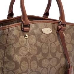 Pre Owned Coach Beige/Brown Signature Coated Canvas and Leather Margot Satchel