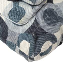 Pre Owned Coach Blue/White Op Art Canvas and Leather Kristin Hobo