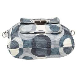 Pre Owned Coach Blue/White Op Art Canvas and Leather Kristin Hobo