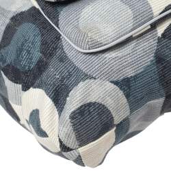 Pre Owned Coach Blue/White Op Art Canvas and Leather Kristin Hobo