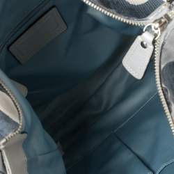 Pre Owned Coach Blue/White Op Art Canvas and Leather Kristin Hobo