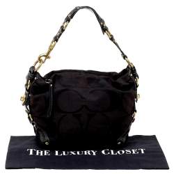 Pre Owned Coach Black Signature Canvas and Leather Carly Hobo