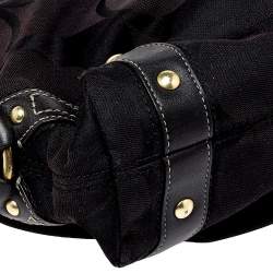 Pre Owned Coach Black Signature Canvas and Leather Carly Hobo