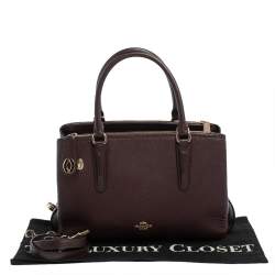 Pre Owned Coach Plum Leather Brooklyn Carryall Satchel
