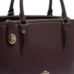 Pre Owned Coach Plum Leather Brooklyn Carryall Satchel
