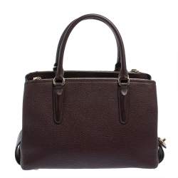 Pre Owned Coach Plum Leather Brooklyn Carryall Satchel