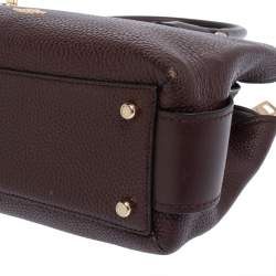 Pre Owned Coach Plum Leather Brooklyn Carryall Satchel