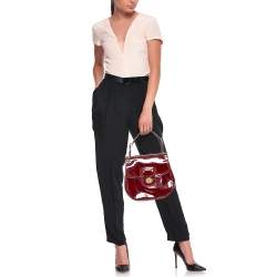 Pre Owned  Coach Dark Red Patent Leather New Willis Crossbody Bag