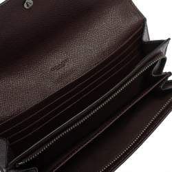 Pre Owned Coach Burgundy Leather Flap Continental Wallet