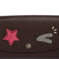 Pre Owned Coach Burgundy Leather Flap Continental Wallet