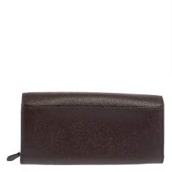 Pre Owned Coach Burgundy Leather Flap Continental Wallet