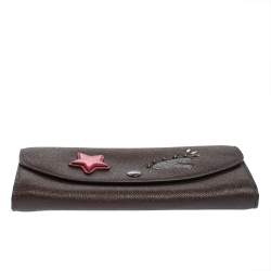 Pre Owned Coach Burgundy Leather Flap Continental Wallet