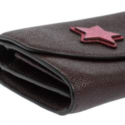 Pre Owned Coach Burgundy Leather Flap Continental Wallet