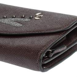 Pre Owned Coach Burgundy Leather Flap Continental Wallet