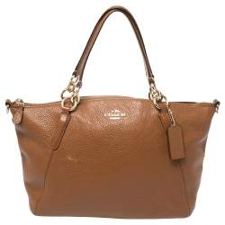 Pre Owned Coach Brown Grained Leather Kelsey Satchel