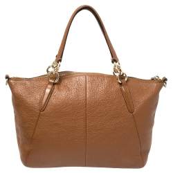 Pre Owned Coach Brown Grained Leather Kelsey Satchel
