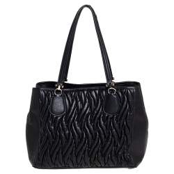 Pre Owned Coach Black Gathered Leather Kitt Carryall Tote