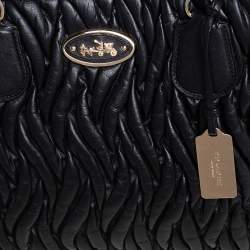 Pre Owned Coach Black Gathered Leather Kitt Carryall Tote