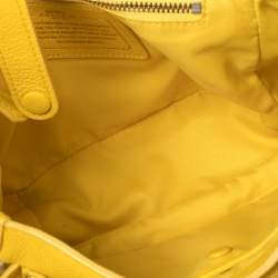 Pre Owned Coach Yellow Leather Chain Link Trimmed Crossbody Bag