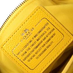 Pre Owned Coach Yellow Leather Chain Link Trimmed Crossbody Bag