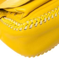 Pre Owned Coach Yellow Leather Chain Link Trimmed Crossbody Bag