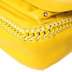 Pre Owned Coach Yellow Leather Chain Link Trimmed Crossbody Bag