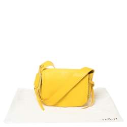 Pre Owned Coach Yellow Leather Chain Link Trimmed Crossbody Bag