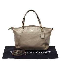Pre Owned Coach Metallic Beige Leather Small Kelsey Satchel
