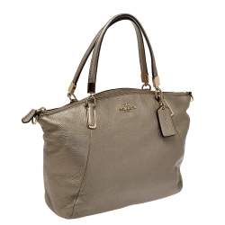 Pre Owned Coach Metallic Beige Leather Small Kelsey Satchel