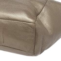 Pre Owned Coach Metallic Beige Leather Small Kelsey Satchel