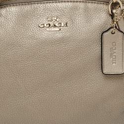 Pre Owned Coach Metallic Beige Leather Small Kelsey Satchel