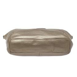 Pre Owned Coach Metallic Beige Leather Small Kelsey Satchel