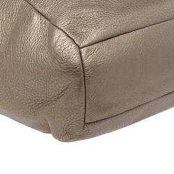 Pre Owned Coach Metallic Beige Leather Small Kelsey Satchel