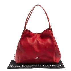 Pre Owned Coach Red Pebbled Leather Edie 31 Shoulder Bag