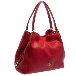 Pre Owned Coach Red Pebbled Leather Edie 31 Shoulder Bag
