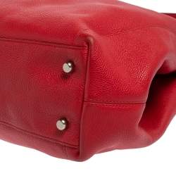 Pre Owned Coach Red Pebbled Leather Edie 31 Shoulder Bag
