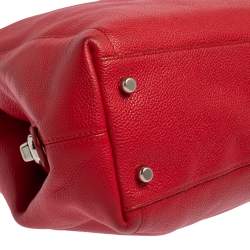 Pre Owned Coach Red Pebbled Leather Edie 31 Shoulder Bag