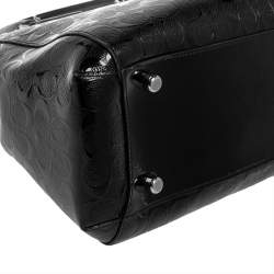 Pre Owned Coach Burgundy/Black Signature Coated Canvas and Leather Margot Satchel