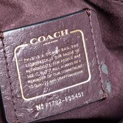 Pre Owned Coach Burgundy/Black Signature Coated Canvas and Leather Margot Satchel