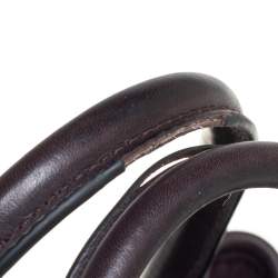 Pre Owned Coach Burgundy/Black Signature Coated Canvas and Leather Margot Satchel