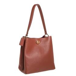 Pre Owned Coach Brown Pebbled Leather Charlie Bucket Bag