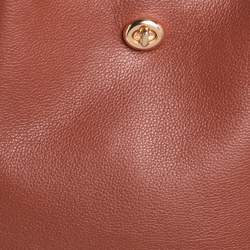 Pre Owned Coach Brown Pebbled Leather Charlie Bucket Bag