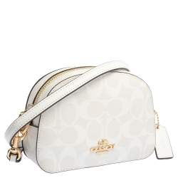 مملوكة مسبقًا Coach White Signature Coated Canvas Mini Serena Crossbody Bag
