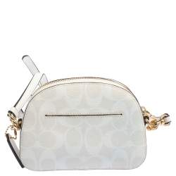مملوكة مسبقًا Coach White Signature Coated Canvas Mini Serena Crossbody Bag