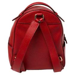 Pre Owned Coach Red Pebbled Leather Charlie Backpack